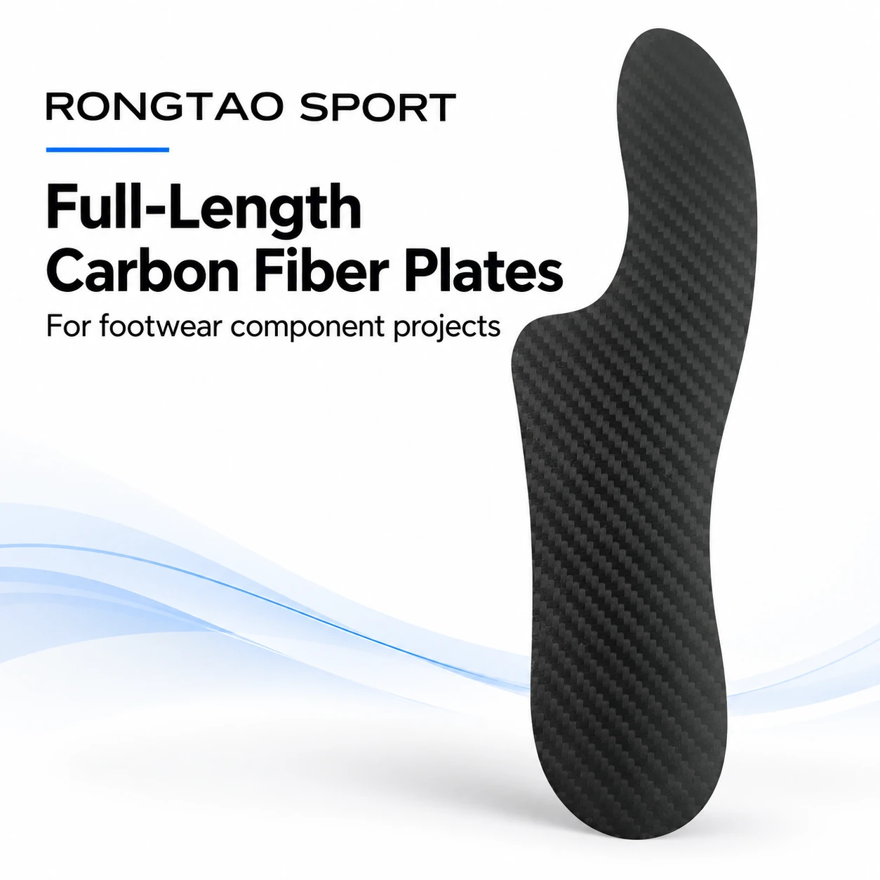 Full-length carbon fiber footwear plate with an asymmetrical outline