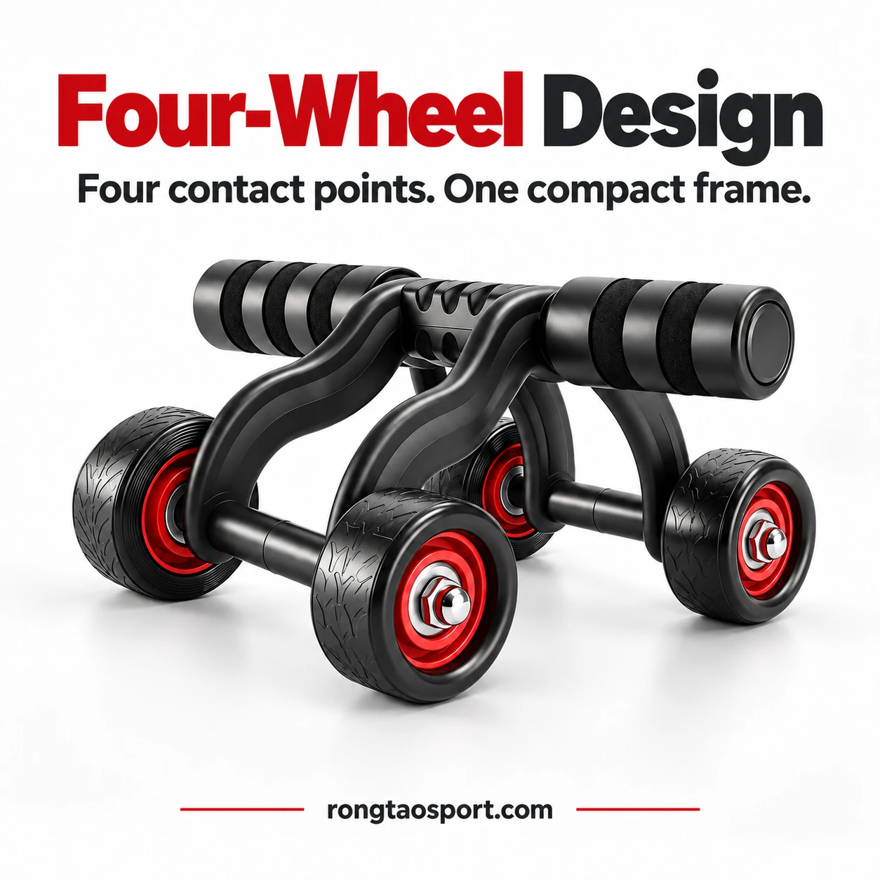 Four-wheel ab roller with two axles and curved frame