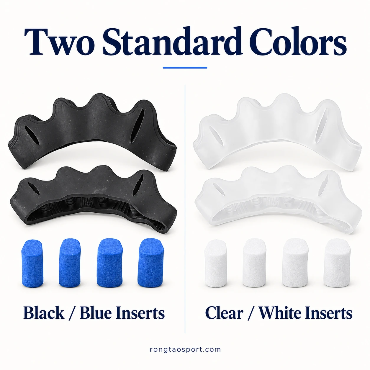 Standard black and clear toe separator color options