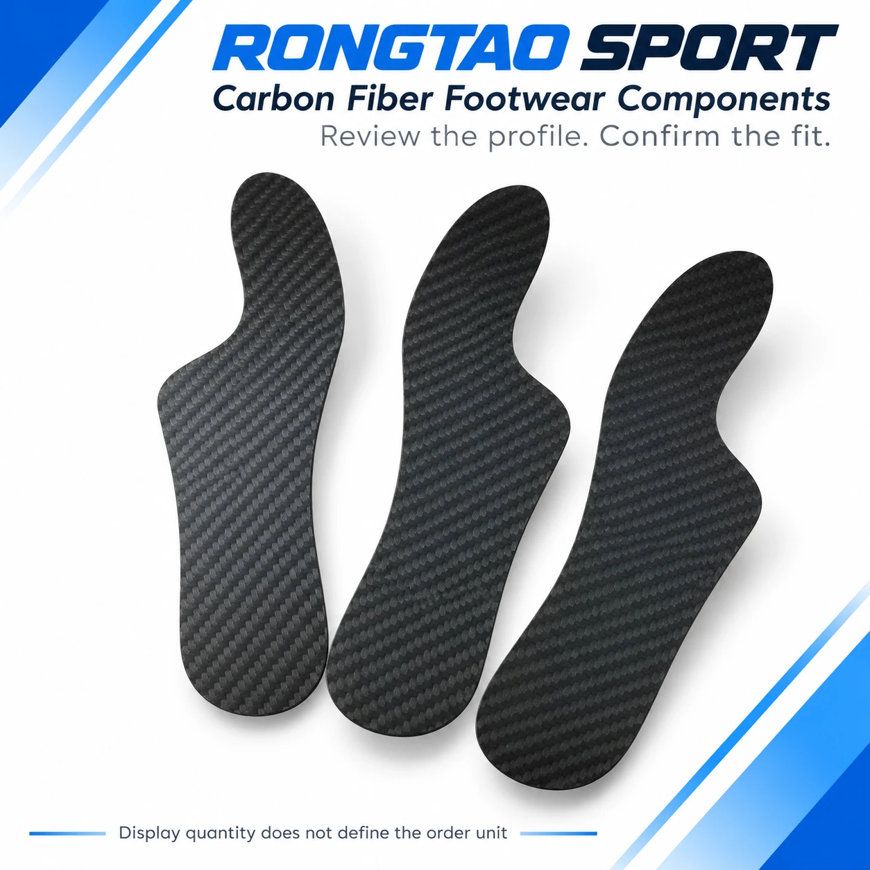 Three carbon footwear plates displayed without defining the sales unit