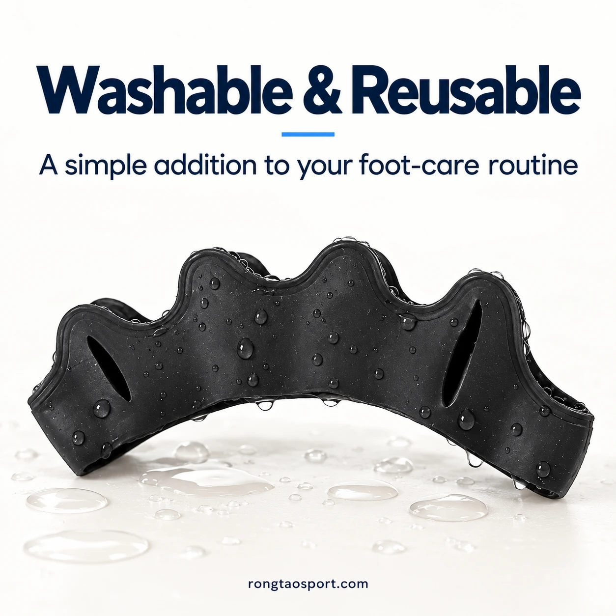 Washable reusable black SEBS toe separator