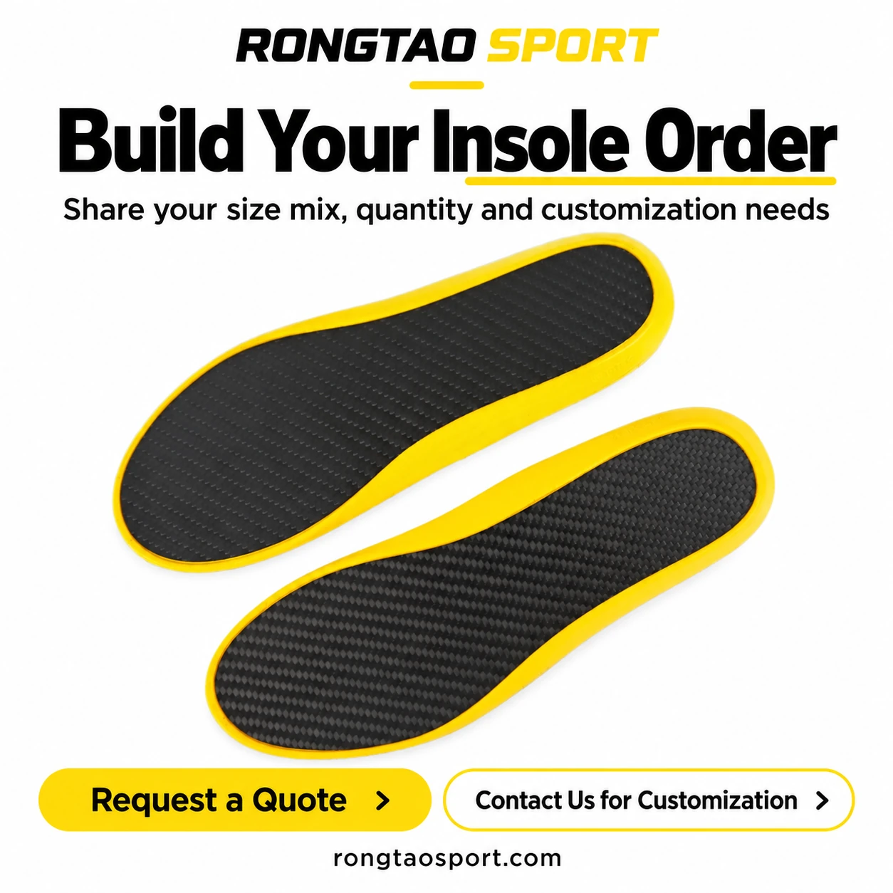 Request a quote for yellow-edged sports insoles