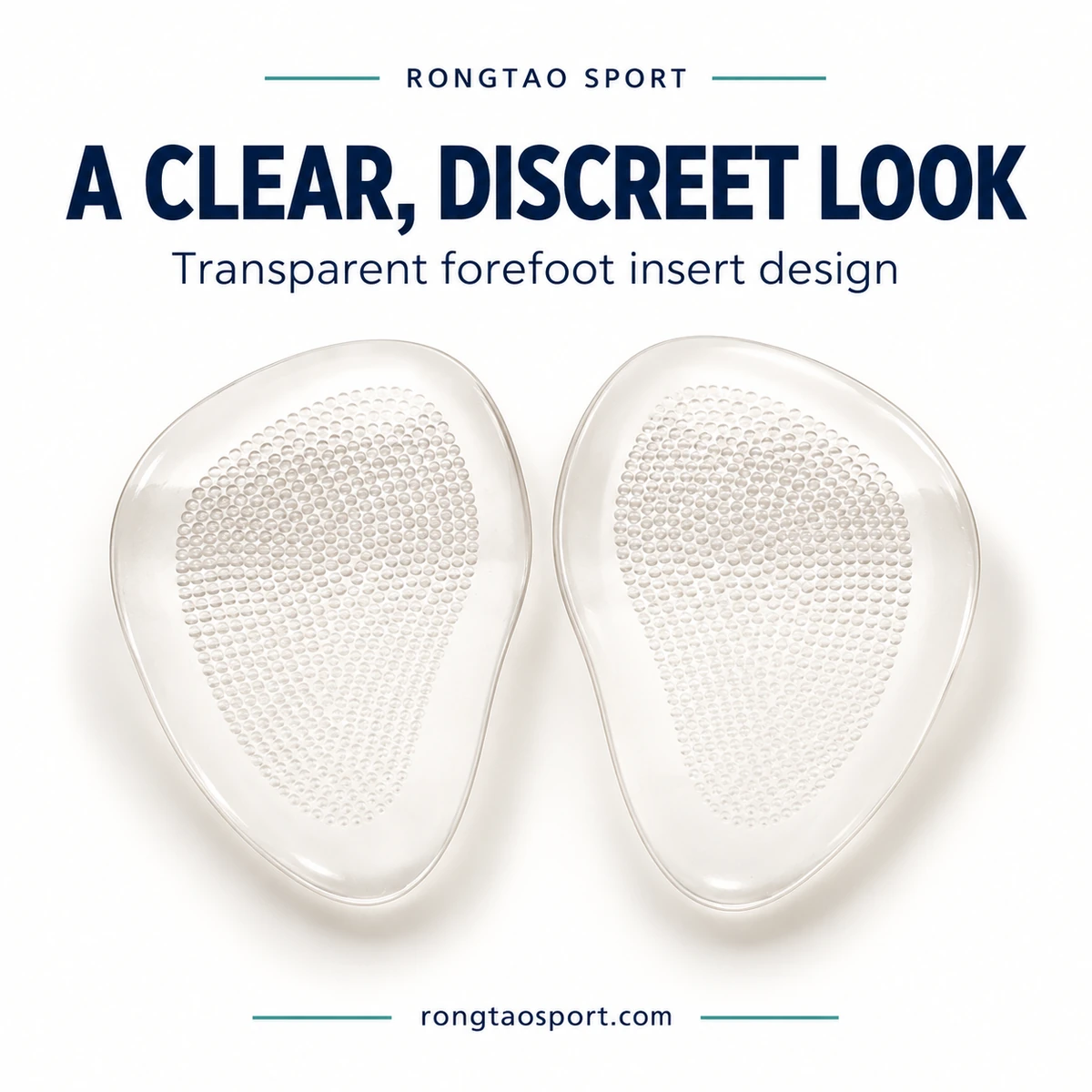 Transparent compact forefoot pad pair with fine dots