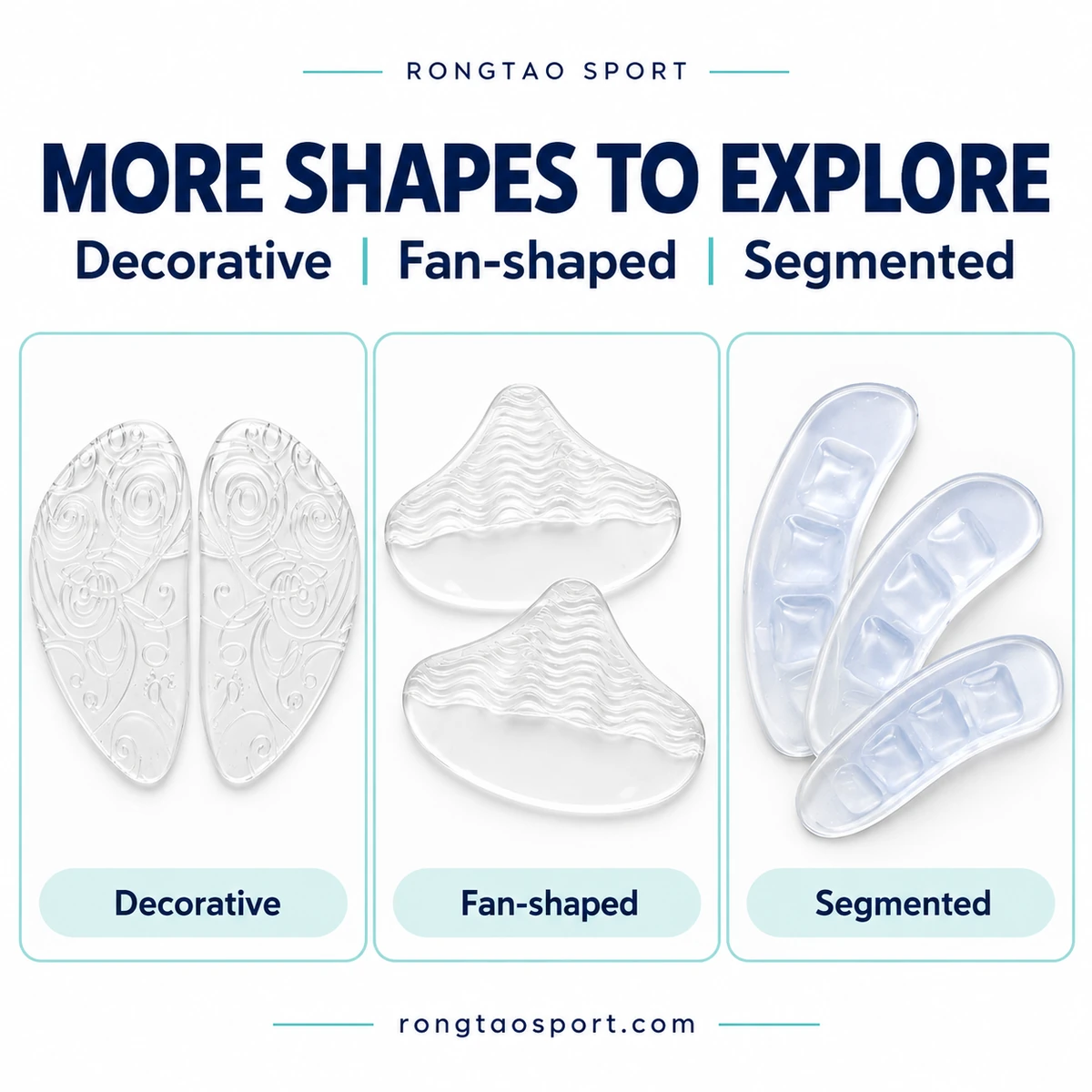 Decorative, fan-shaped and segmented clear insert designs