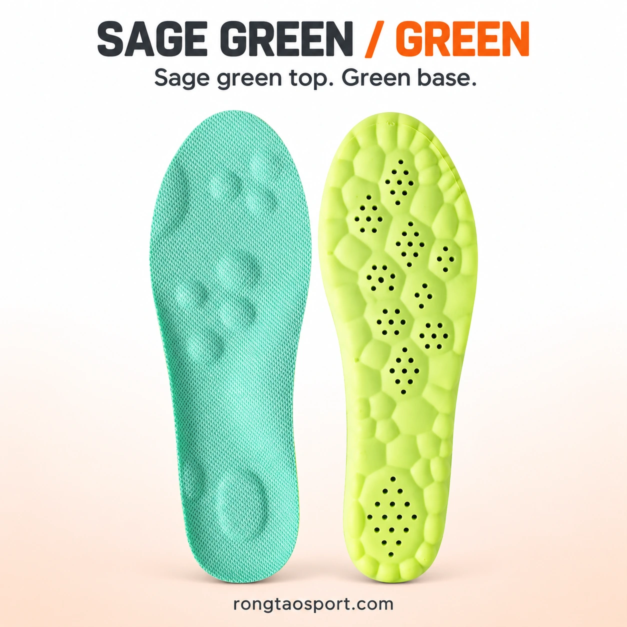 Sage Green / Green Cloud Comfort insole showing the top surface and underside