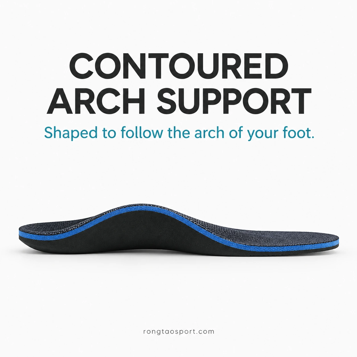 Side profile of contoured arch support insole