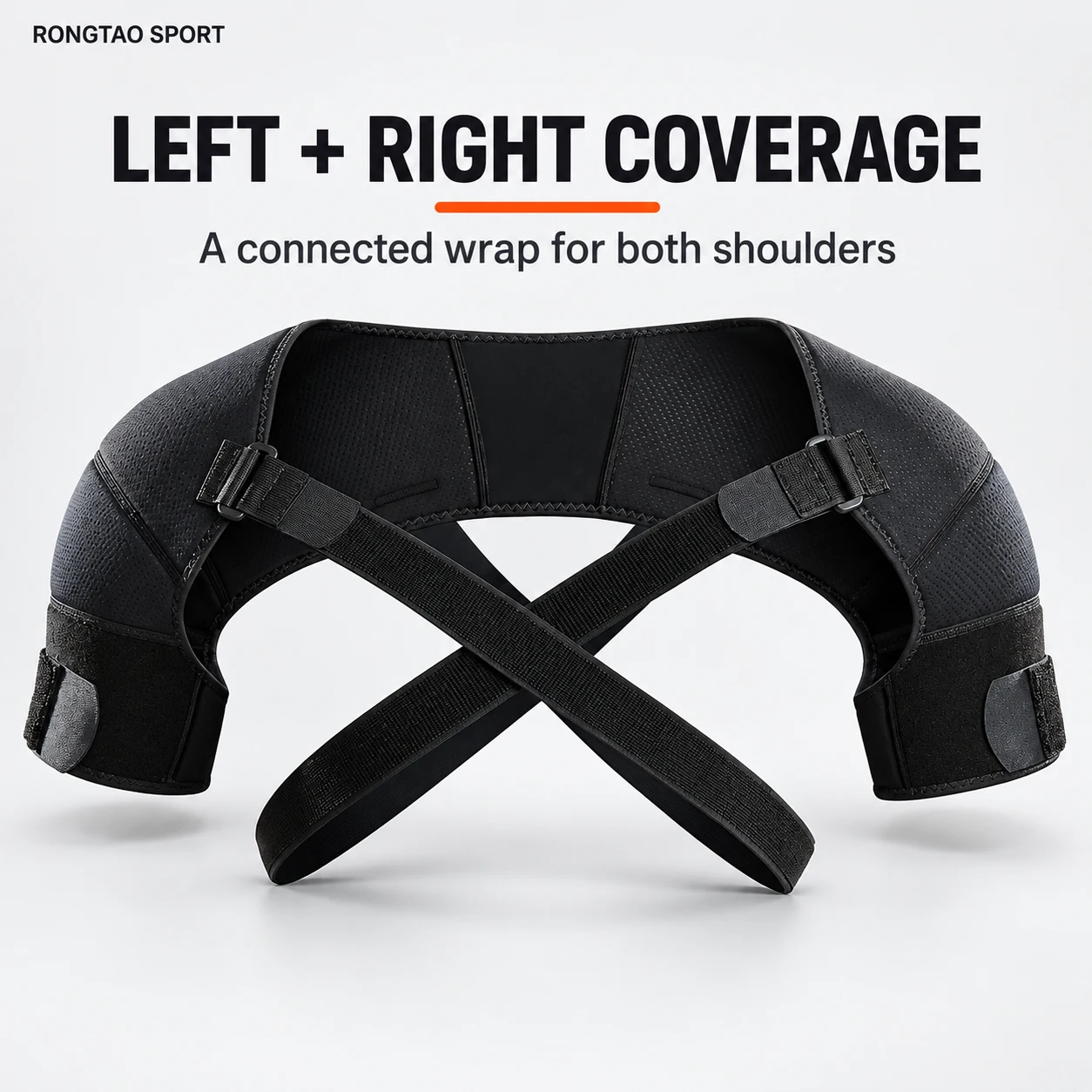 Black connected shoulder wrap displayed on a light studio background.